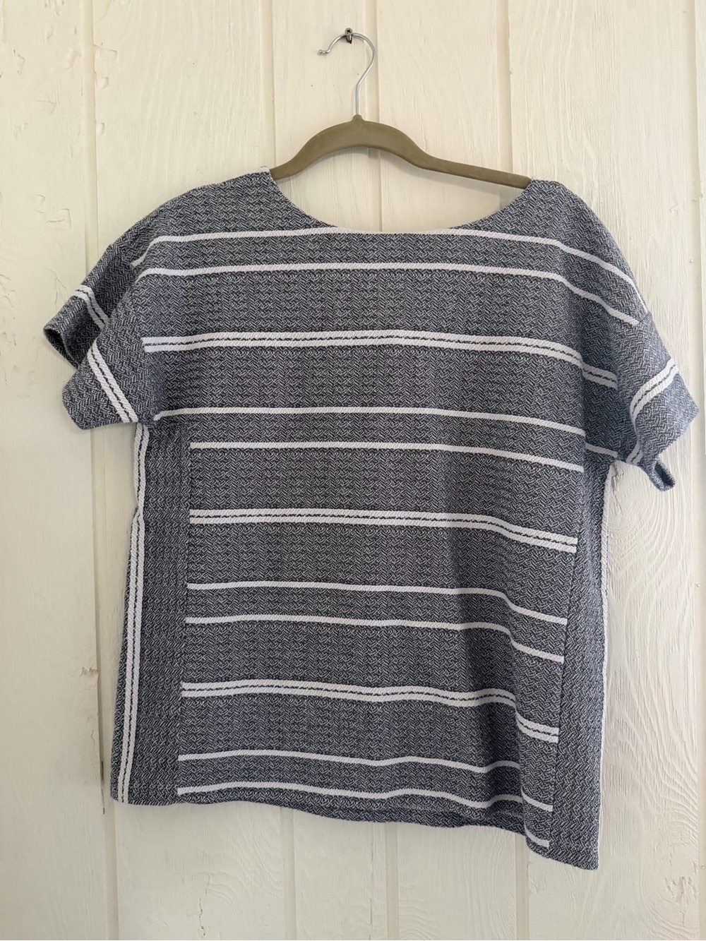 Striped Boxy Short-Sleeve Top - Navy & White